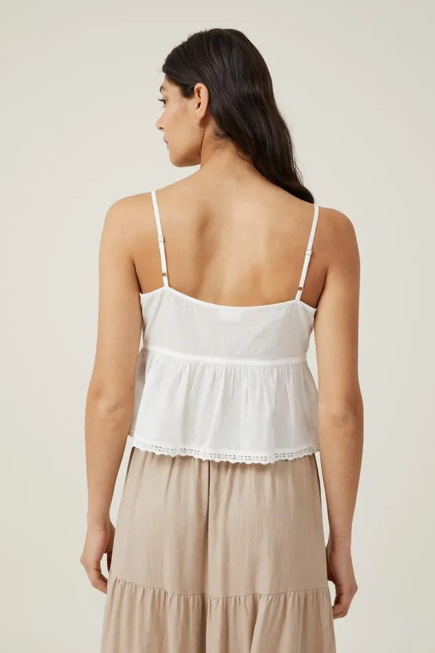 Bella Lace Cami White Women Cotton On Tops