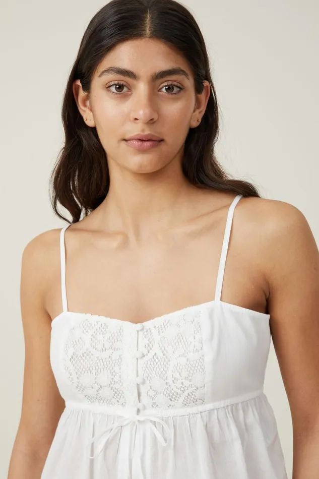 Bella Lace Cami White Women Cotton On Tops