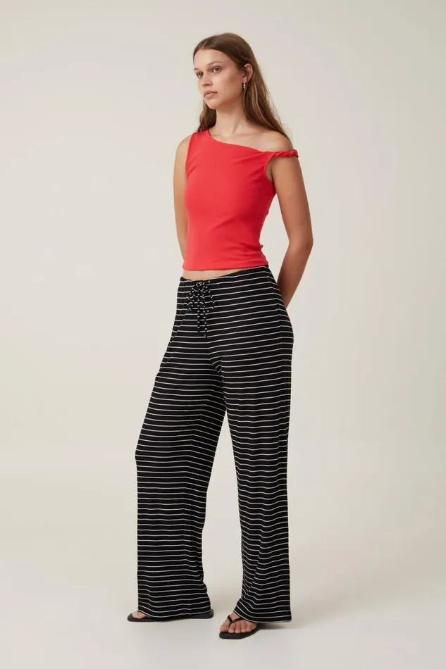 Bella Wide Leg Pant Black Stripe Women Cotton On Pants