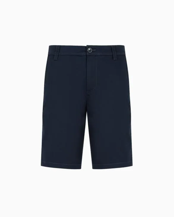 Bermuda Shorts In Satin Stretch Fabric Blue Men Armani Trousers And Shorts