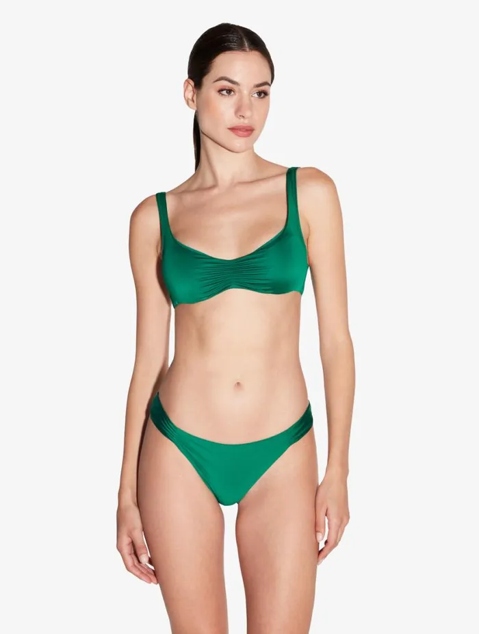 Bikini Brief In Green With Pleat Detailing Swim La Perla Bikinis