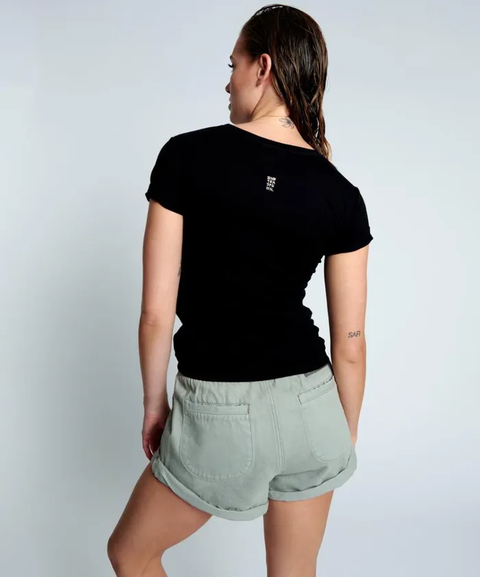 BLACK BOWER BIRD ORGANIC FITTED TEE Women One Teaspoon Tops BLACK BOWER BIRD ORGANIC FITTED TEE Women One Teaspoon Tops