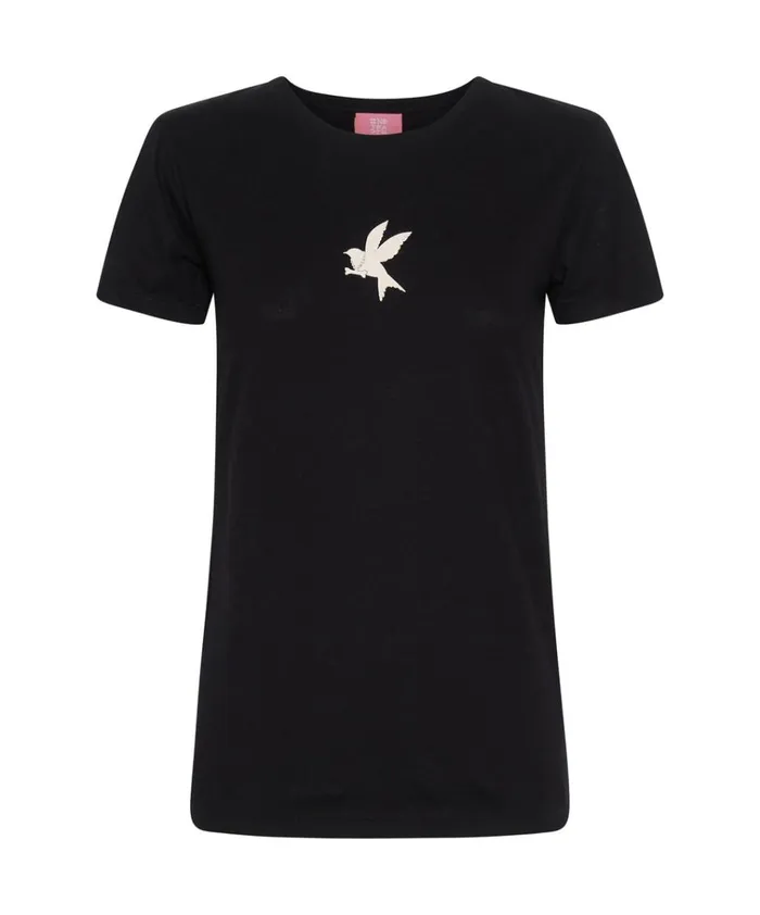 BLACK BOWER BIRD ORGANIC FITTED TEE Women One Teaspoon Tops BLACK BOWER BIRD ORGANIC FITTED TEE Women One Teaspoon Tops
