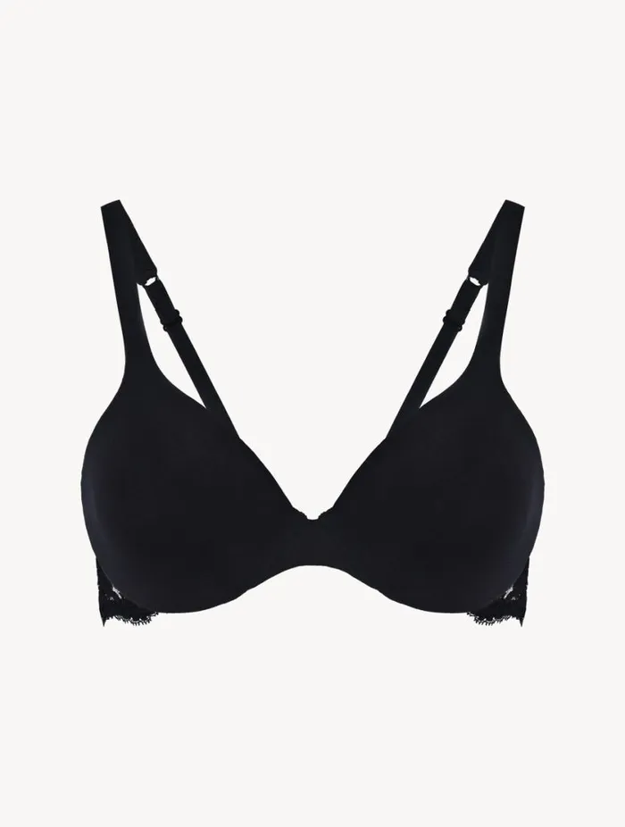 Black Lace And Cotton Underwired Bra Lingerie La Perla Tshirt