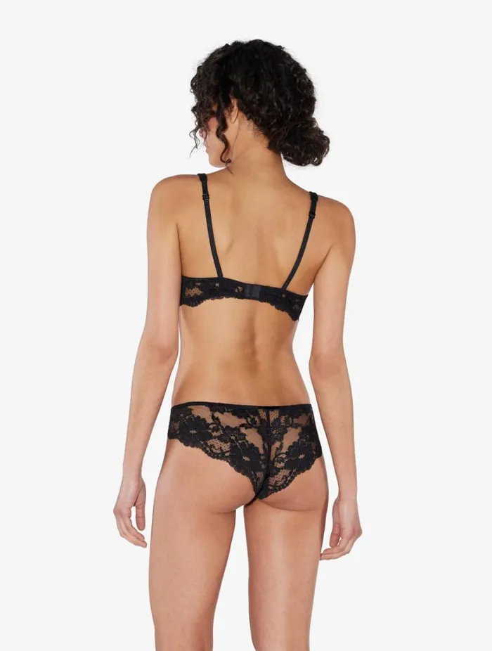 Black Lace And Cotton Underwired Bra Lingerie La Perla Tshirt