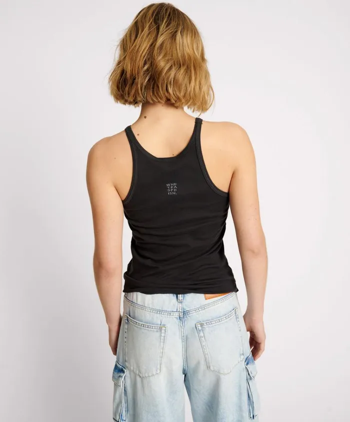 BLACK ONE TEASPOON FINE RIB SINGLET Women One Teaspoon Tees and Tanks BLACK ONE TEASPOON FINE RIB SINGLET Women One Teaspoon Tees and Tanks