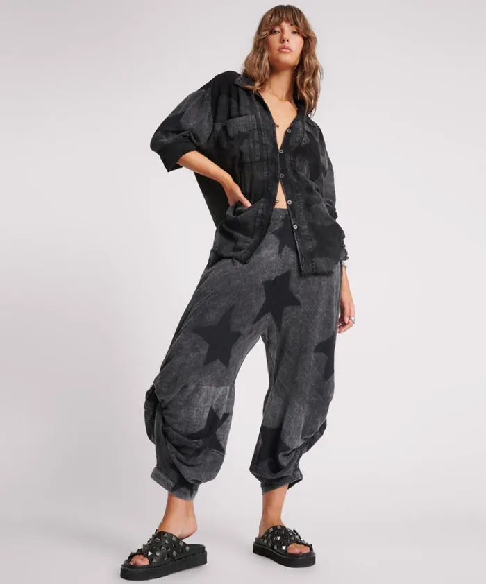 BLACK STAR MUSLIN GYPSY PANTS Women One Teaspoon Bottoms