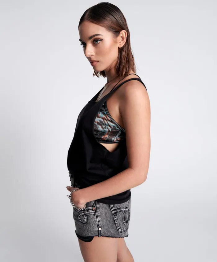 BLACK STONE ORGANIC LOGO BARELY THERE TANK Women One Teaspoon Tees and Tanks BLACK STONE ORGANIC LOGO BARELY THERE TANK Women One Teaspoon Tees and Tanks