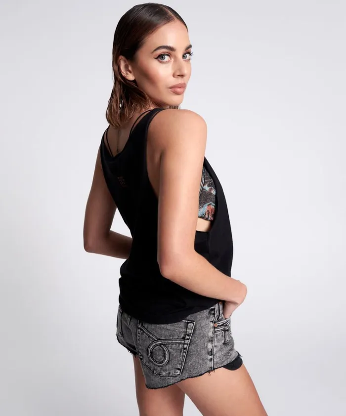 BLACK STONE ORGANIC LOGO BARELY THERE TANK Women One Teaspoon Tees and Tanks BLACK STONE ORGANIC LOGO BARELY THERE TANK Women One Teaspoon Tees and Tanks