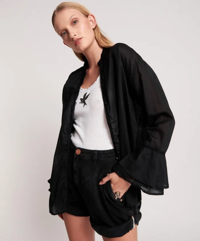 BLACK VOILE FANTASIE SHIRT Women One Teaspoon Shirts BLACK VOILE FANTASIE SHIRT Women One Teaspoon Shirts