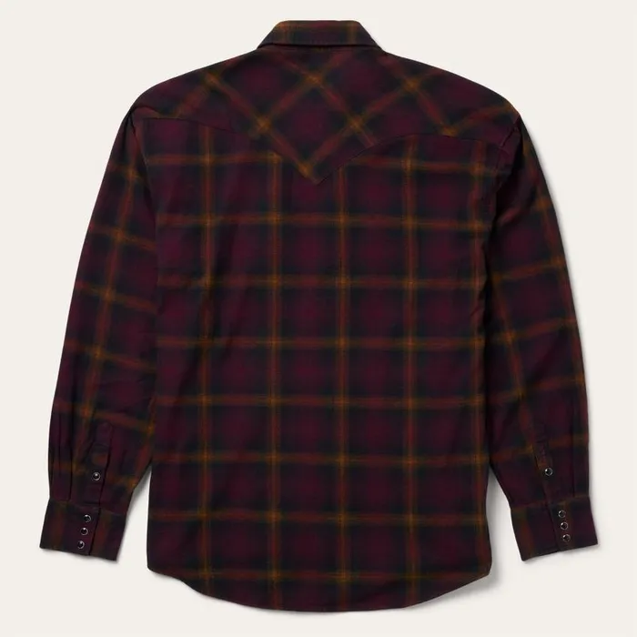 Black Wine Plaid Flannel Western Shirt Wine Men Stetson Western Shirts