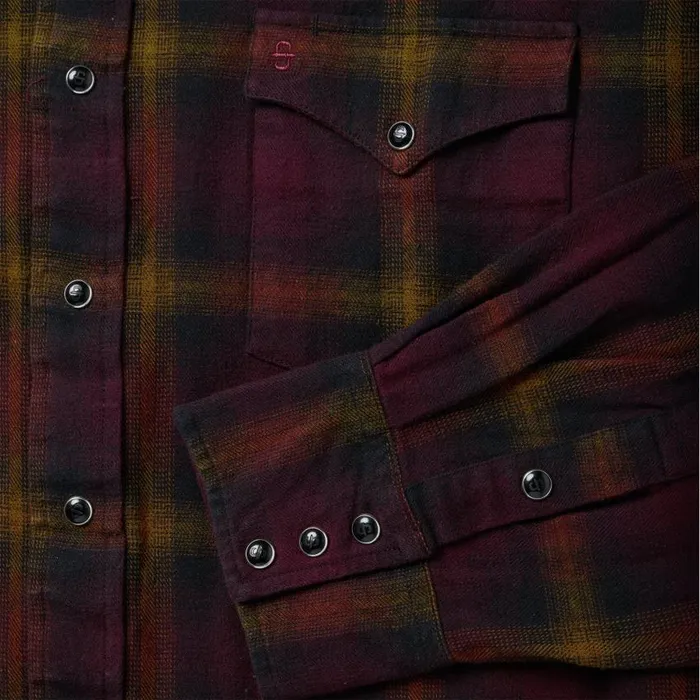 Black Wine Plaid Flannel Western Shirt Wine Men Stetson Western Shirts