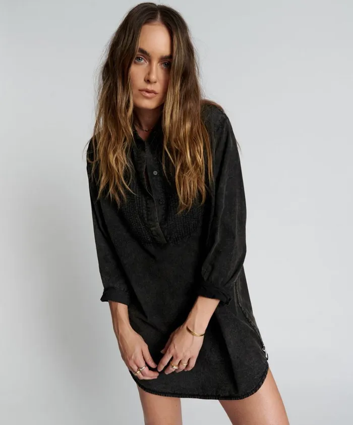 BLACKOUT TUXEDO SHIRT DRESS Women One Teaspoon Mini Dresses