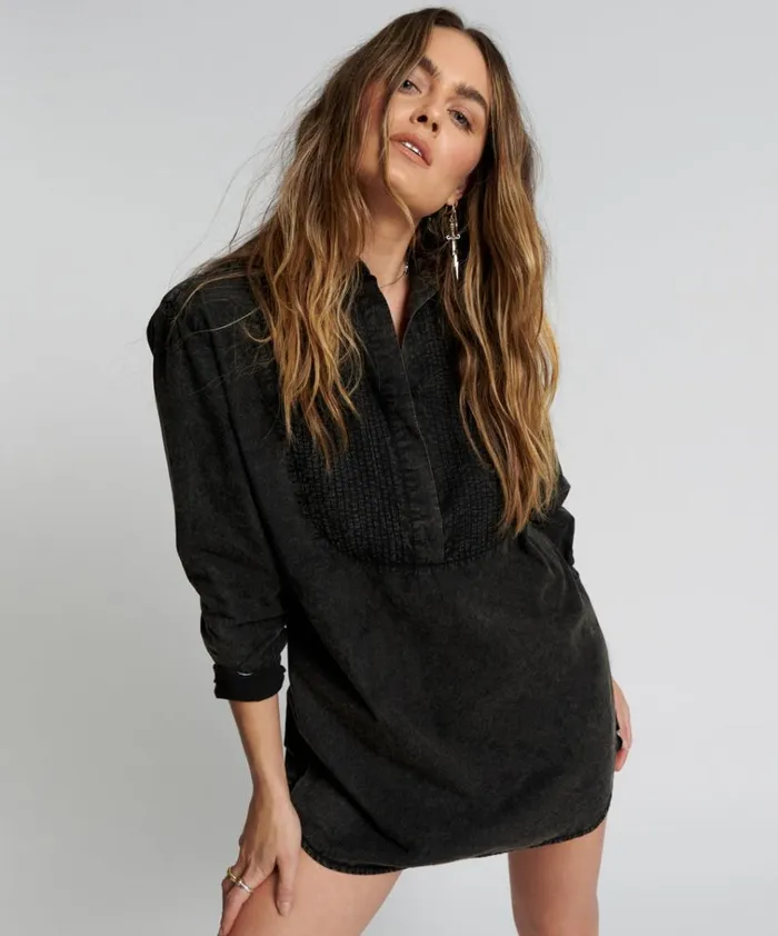 BLACKOUT TUXEDO SHIRT DRESS Women One Teaspoon Mini Dresses BLACKOUT TUXEDO SHIRT DRESS Women One Teaspoon Mini Dresses