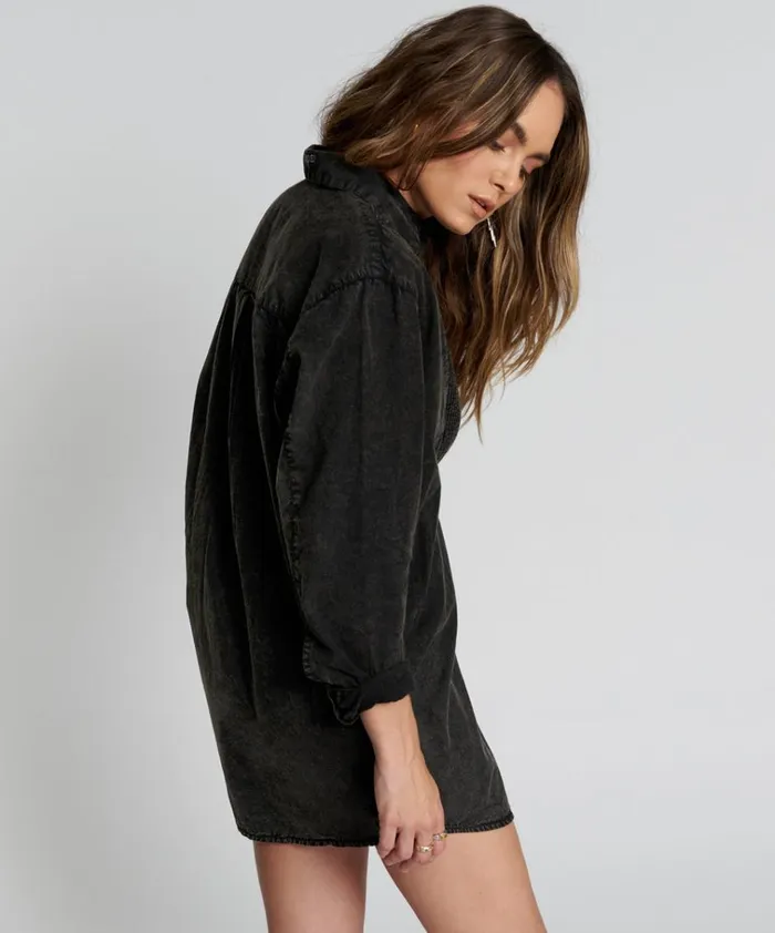 BLACKOUT TUXEDO SHIRT DRESS Women One Teaspoon Mini Dresses BLACKOUT TUXEDO SHIRT DRESS Women One Teaspoon Mini Dresses