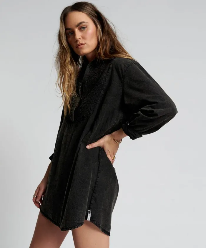 BLACKOUT TUXEDO SHIRT DRESS Women One Teaspoon Mini Dresses BLACKOUT TUXEDO SHIRT DRESS Women One Teaspoon Mini Dresses