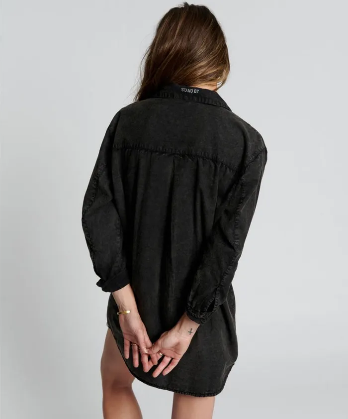 BLACKOUT TUXEDO SHIRT DRESS Women One Teaspoon Mini Dresses BLACKOUT TUXEDO SHIRT DRESS Women One Teaspoon Mini Dresses