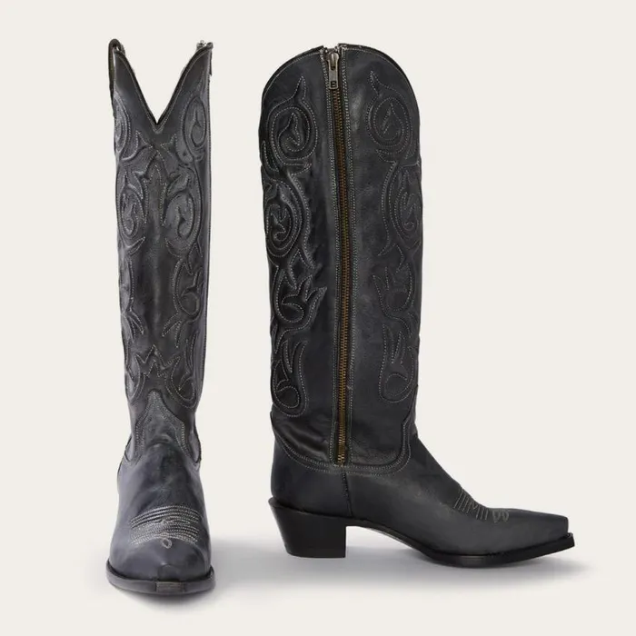Blair Corded Side Zip Cowboy Boot Black Women Stetson Western