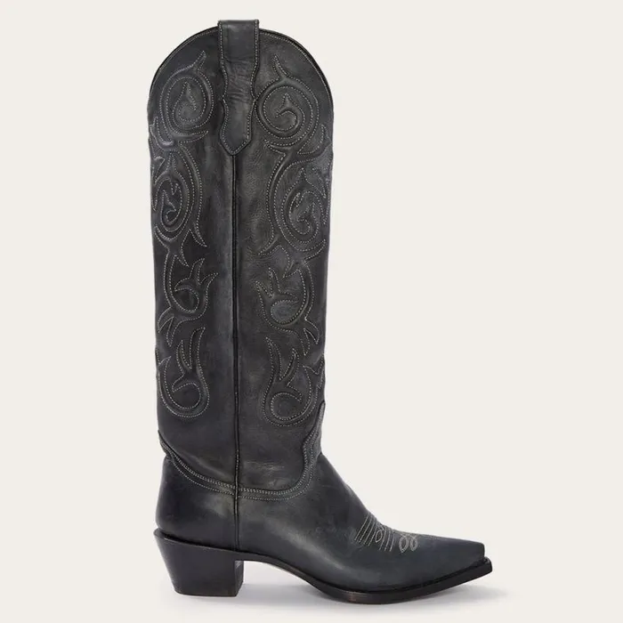 Blair Corded Side Zip Cowboy Boot Black Women Stetson Western