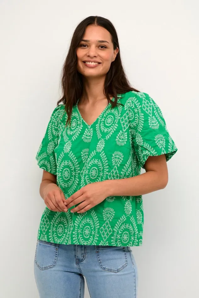 Blouses Women CULTURE CUtia Blouse With Embroidery Holly Green