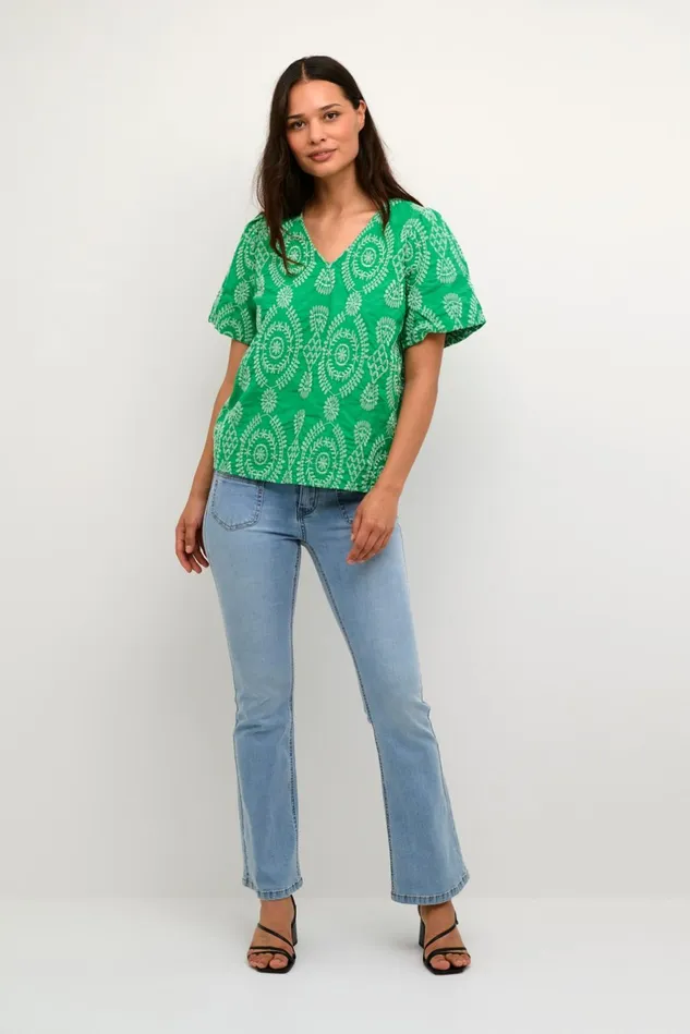 Blouses Women CULTURE CUtia Blouse With Embroidery Holly Green