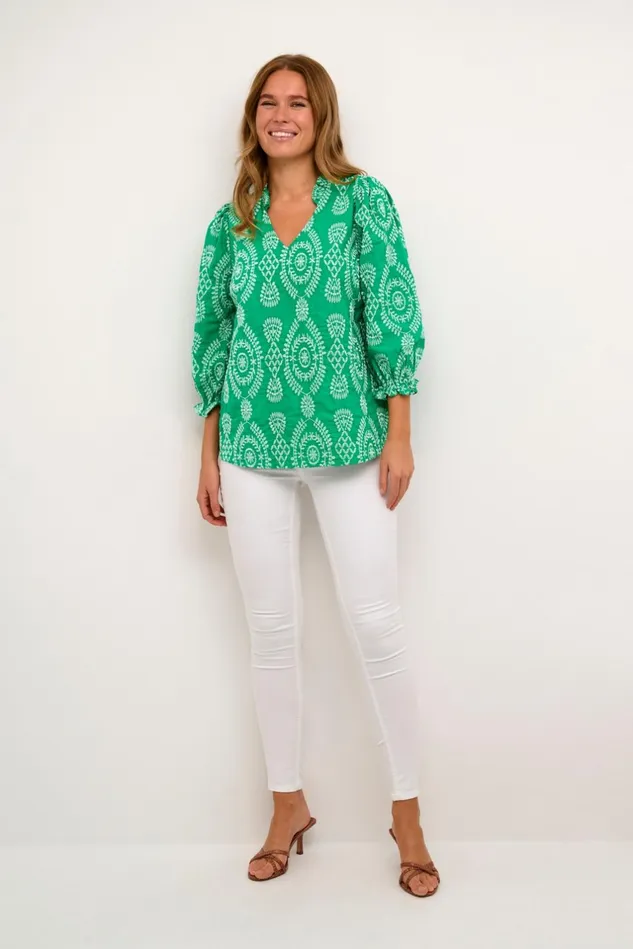 Blouses Women CULTURE CUtia Blouse With Embroidery Holly Green