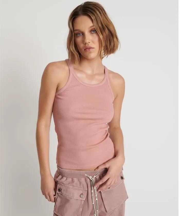 BLUSH BAMBOO LOGO SINGLET Women One Teaspoon Tees and Tanks