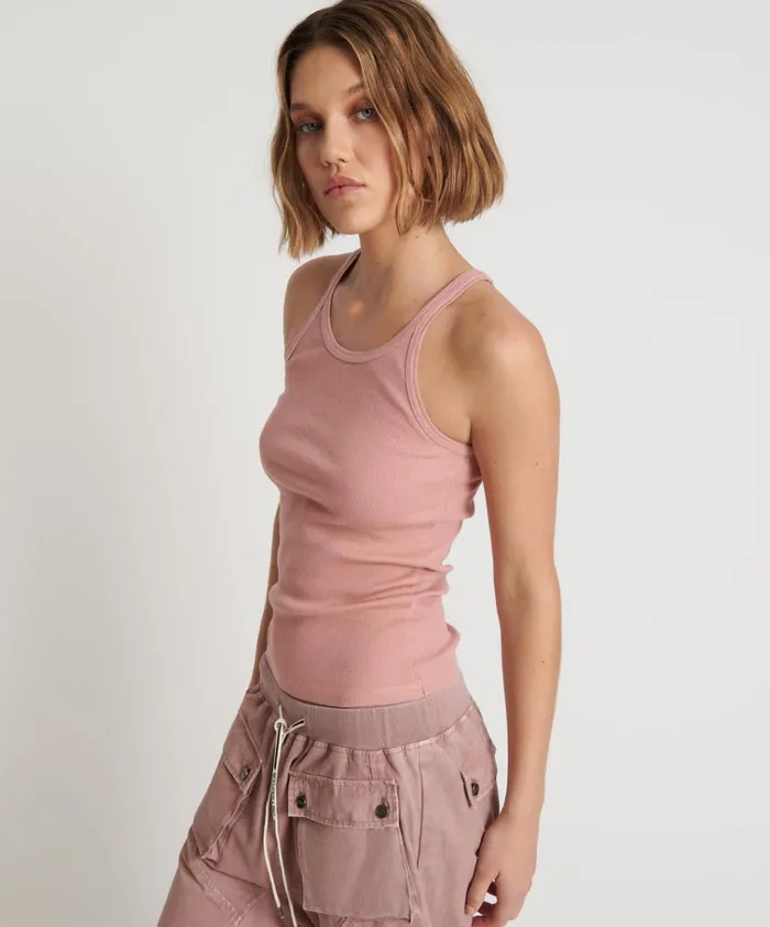 BLUSH BAMBOO LOGO SINGLET Women One Teaspoon Tees and Tanks BLUSH BAMBOO LOGO SINGLET Women One Teaspoon Tees and Tanks