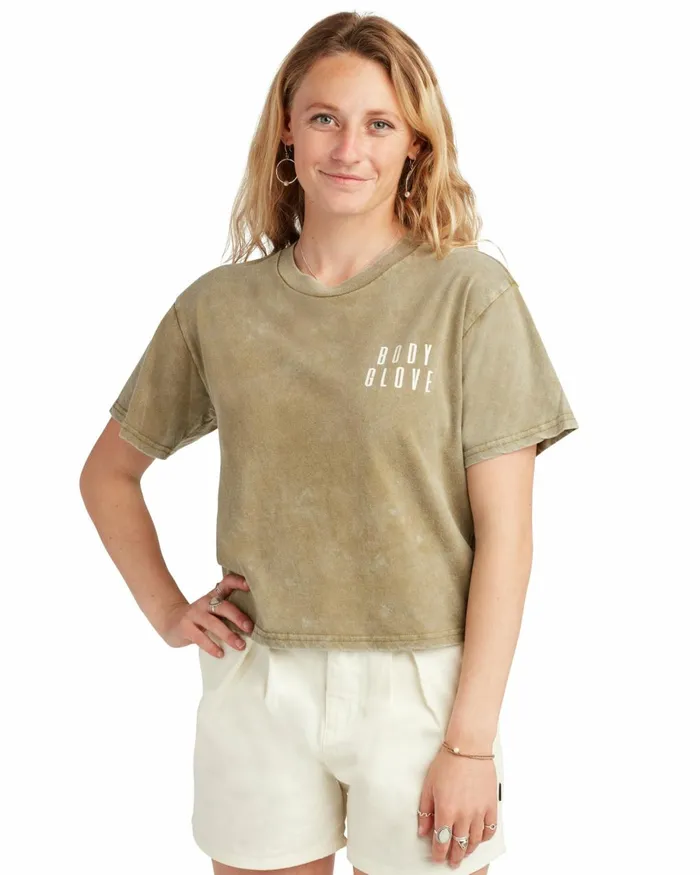 Body Glove New Arrivals Women Essentials Mineral Wash TShirt 8211 Fern