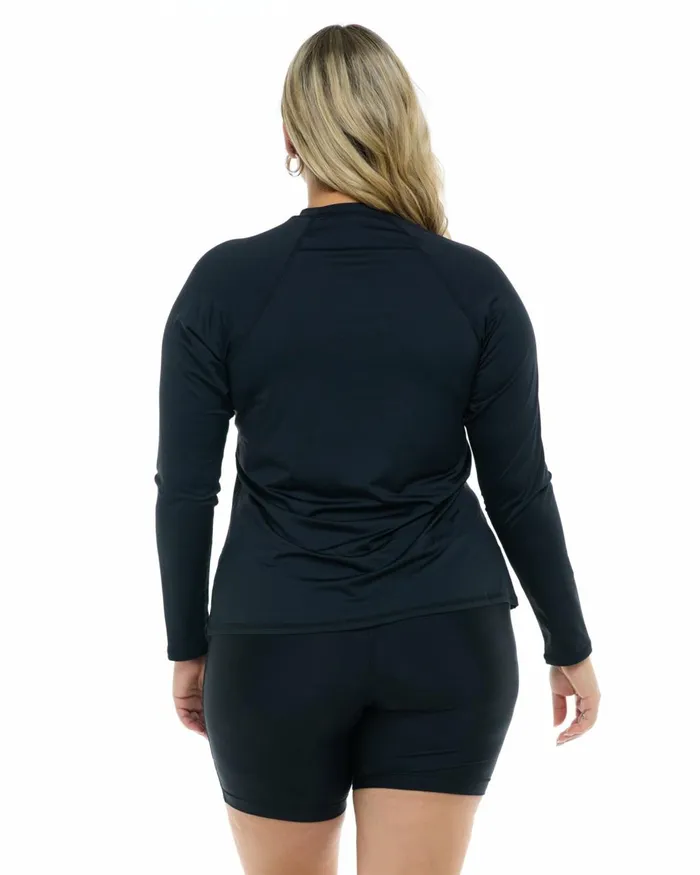 Body Glove Plus Size Swimwear Women Smoothies Sleek Plus Size Long Sleeve Rashguard 8211 Black