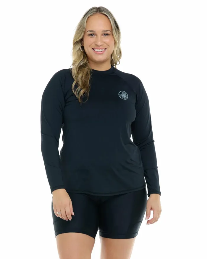 Body Glove Plus Size Swimwear Women Smoothies Sleek Plus Size Long Sleeve Rashguard 8211 Black