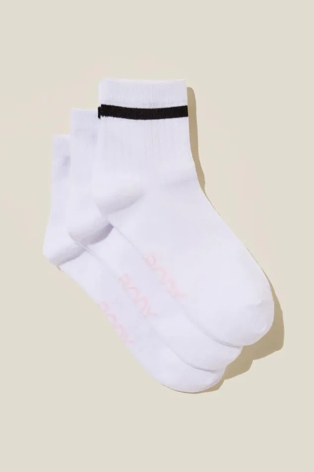 Body Mid Crew Socks 3Pk White Women Cotton On Accessories