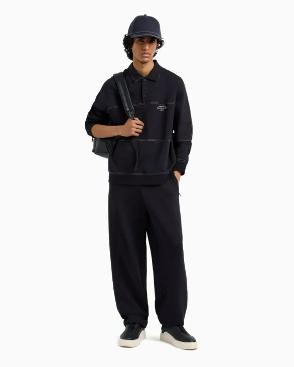 Bonded Stretch Polo Sweatshirt Navyblue Men Armani Sweatshirts Bonded Stretch Polo Sweatshirt Navyblue Men Armani Sweatshirts