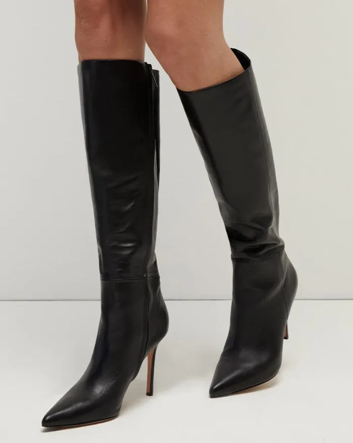 Boots and Booties Shop Veronica Beard Lisa Leather Tall Boot Black