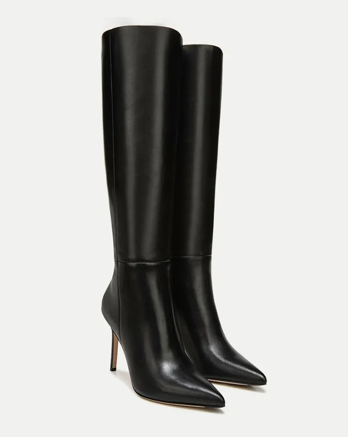 Boots and Booties Shop Veronica Beard Lisa Leather Tall Boot WideCalf Black