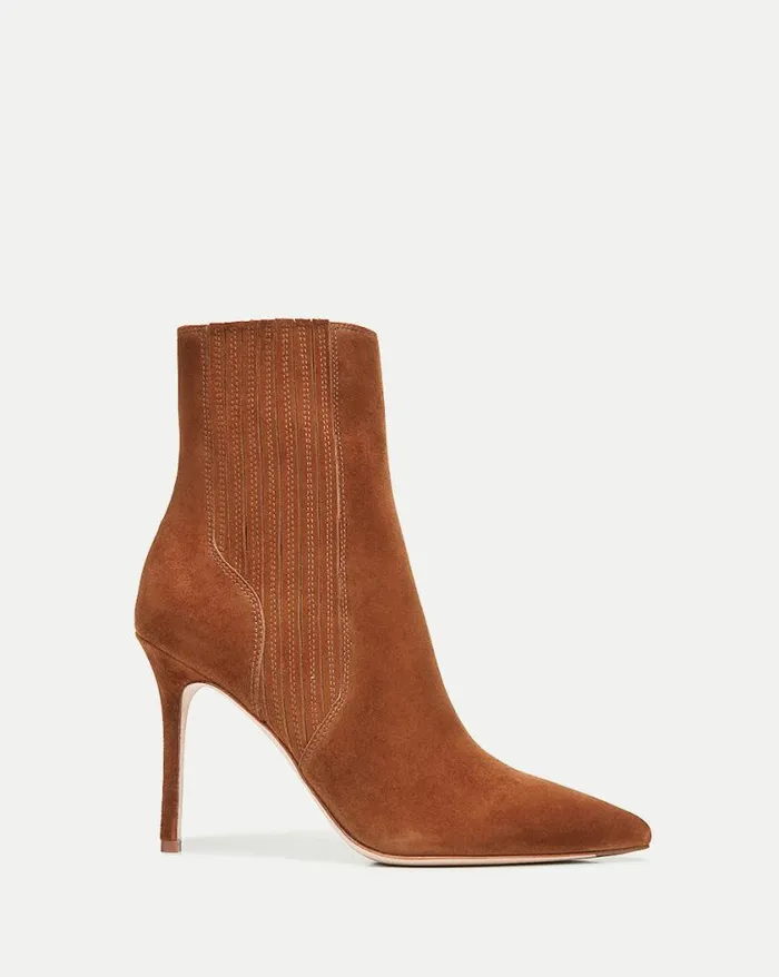 Boots and Booties Shop Veronica Beard Lisa Suede StilettoHeel Bootie Chestnut Boots and Booties Shop Veronica Beard Lisa Suede StilettoHeel Bootie Chestnut