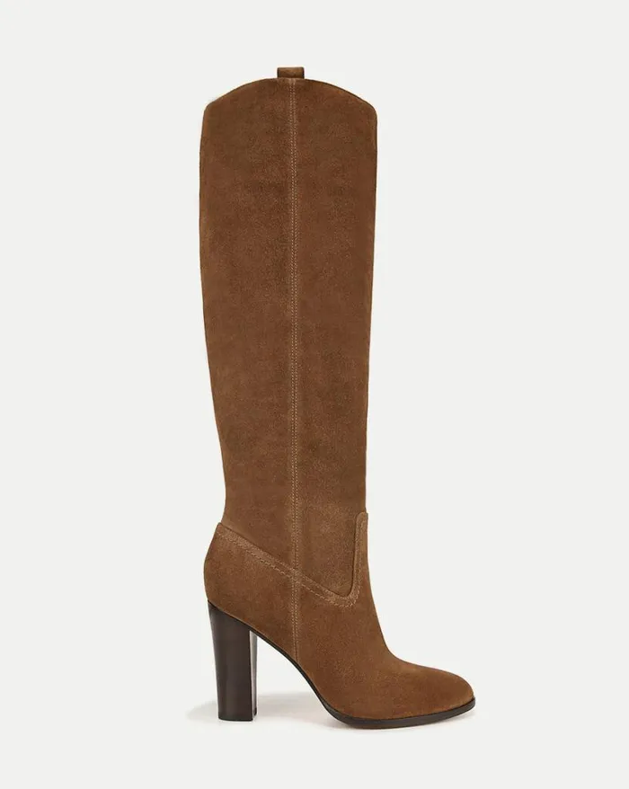 Boots and Booties Shop Veronica Beard Vesper Suede KneeHigh Boot WideCalf Mocha Boots and Booties Shop Veronica Beard Vesper Suede KneeHigh Boot WideCalf Mocha