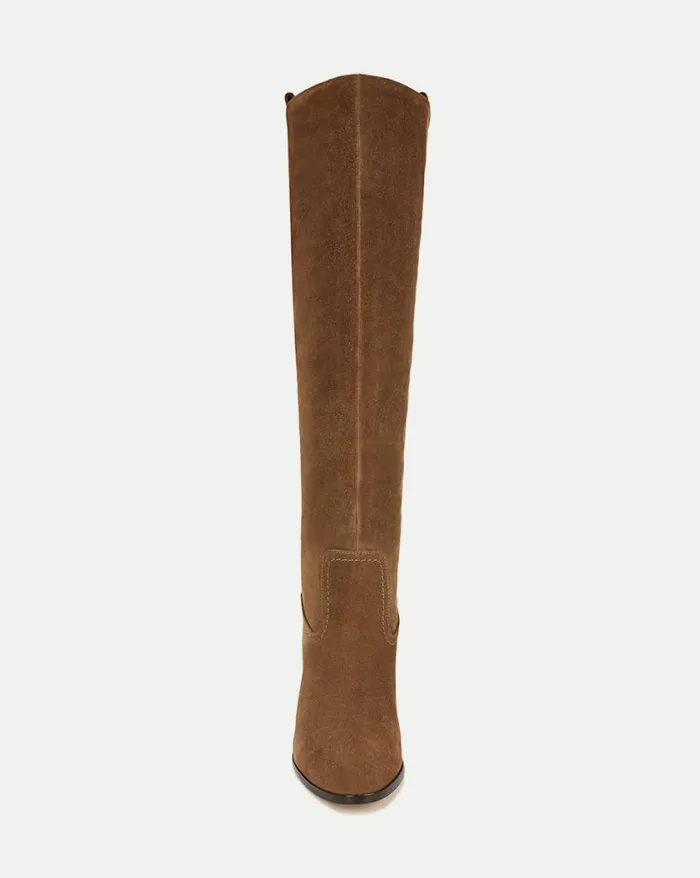 Boots and Booties Shop Veronica Beard Vesper Suede KneeHigh Boot WideCalf Mocha