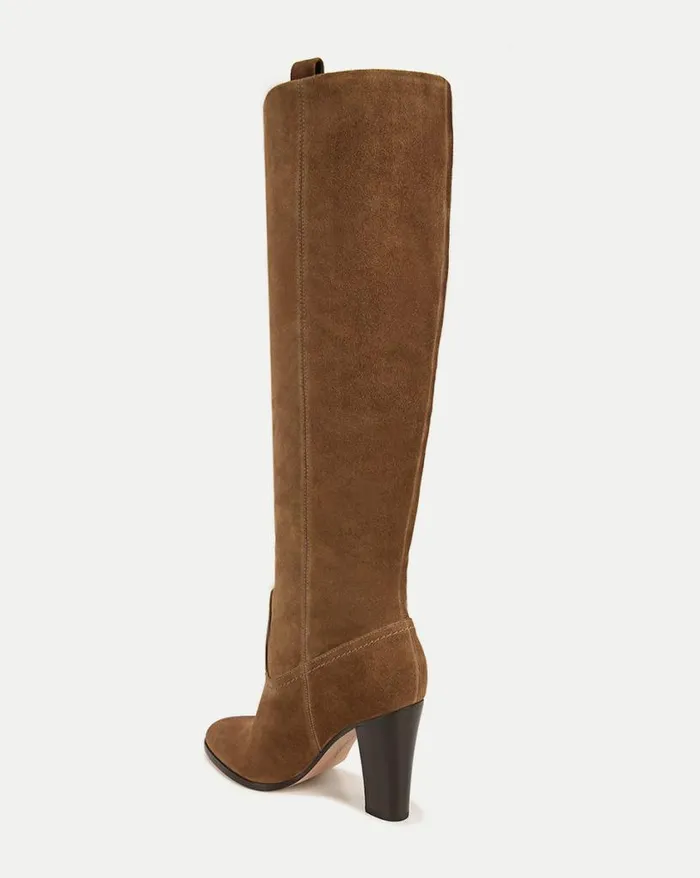 Boots and Booties Shop Veronica Beard Vesper Suede KneeHigh Boot WideCalf Mocha