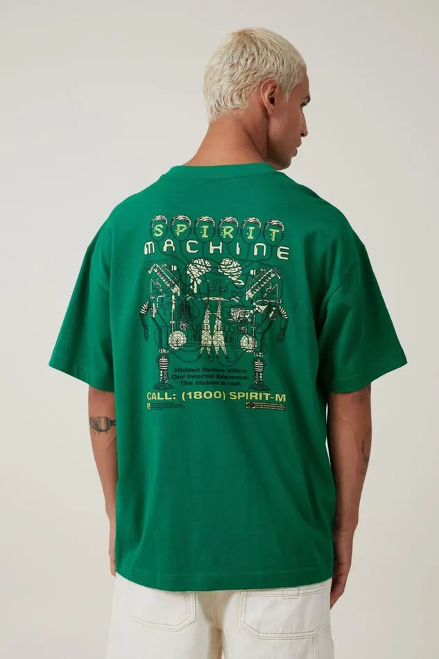 Box Fit Graphic TShirt Shock Green Spirit Machine Men Cotton On Tees and Tanks Box Fit Graphic TShirt Shock Green Spirit Machine Men Cotton On Tees and Tanks