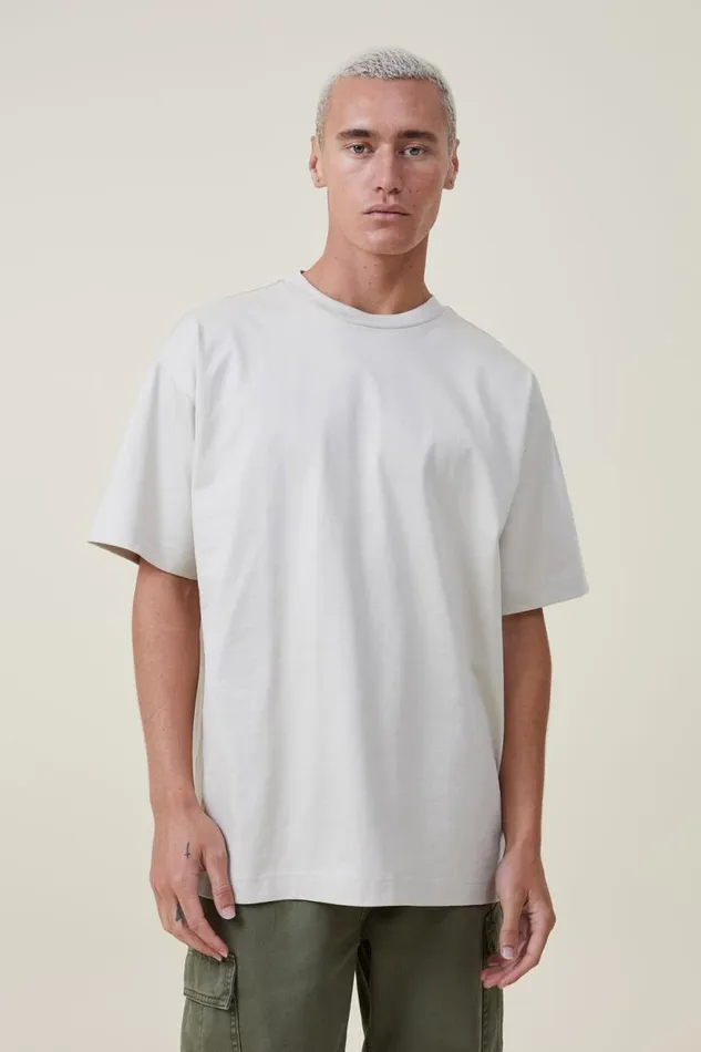 Box Fit Plain TShirt Ivory Men Cotton On Tees and Tanks