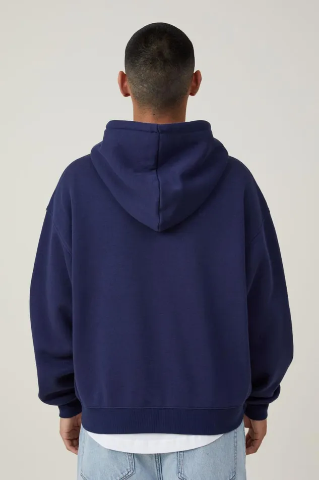 Box Fit Zip Up Hoodie Indigo Two Way Zip Men Cotton On Sweats and Hoodies