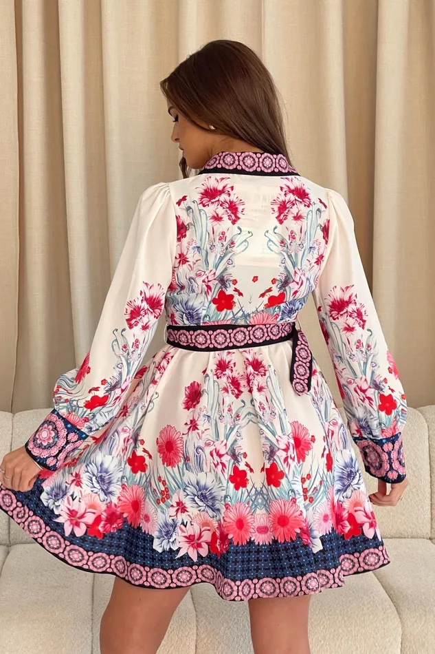Brady Contrast Placket Floral Shirt Mini Dress Women Girl In Mind CoOrds