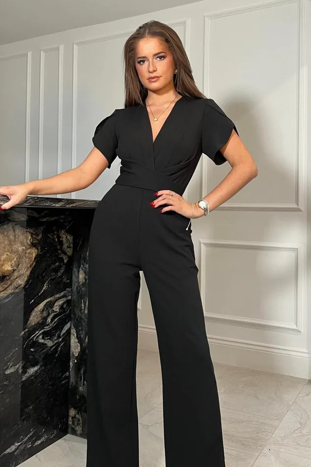 Bridget Twist Font Split Arm Jumpsuit Black Women Girl In Mind Jumpsuits and Playsuits