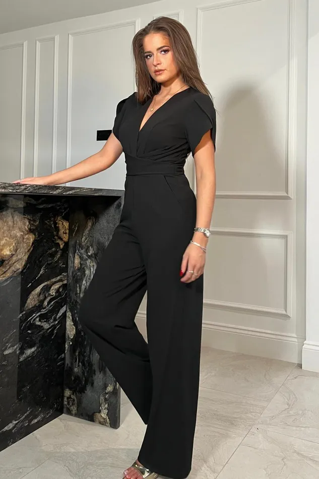 Bridget Twist Font Split Arm Jumpsuit Black Women Girl In Mind Jumpsuits and Playsuits