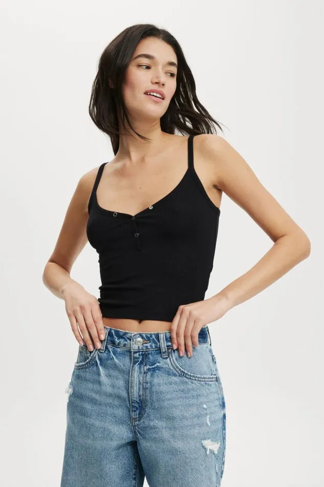 Brooklyn Henley Cami Black Women Cotton On Tops