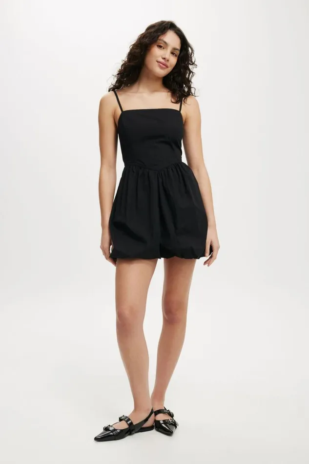Bubble Hem Mini Dress Black Women Cotton On Dresses