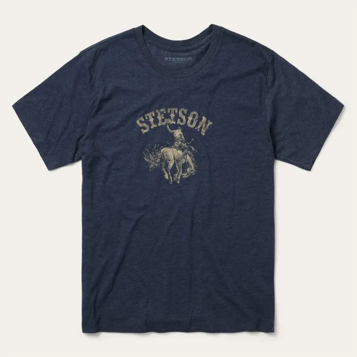 Bucking Bronco Graphic Tee Blue Men Stetson Tees