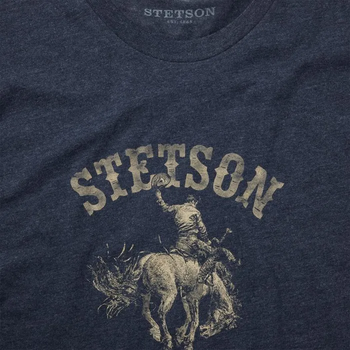 Bucking Bronco Graphic Tee Blue Men Stetson Tees