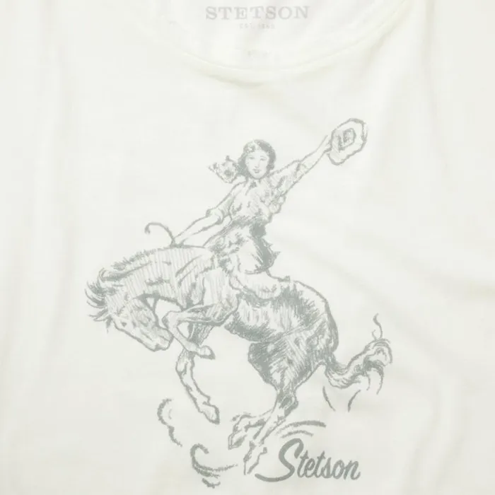 Bucking Cowgirl Graphic Tee White Women Stetson Tees